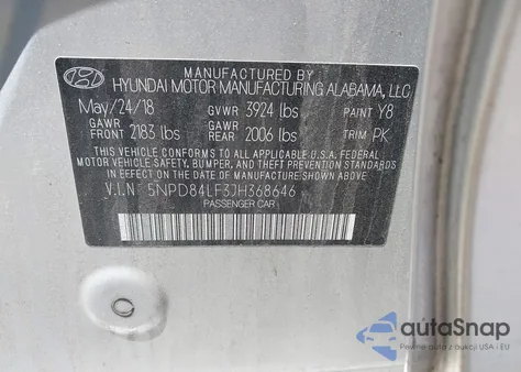 2018 Hyundai Elantra Value Edition from USA, damaged, VIN 5NPD84LF3JH368646